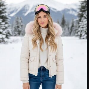 Jet Set Ski Coat Pink Hooded Ski NWOT💕💕 Fur Trim